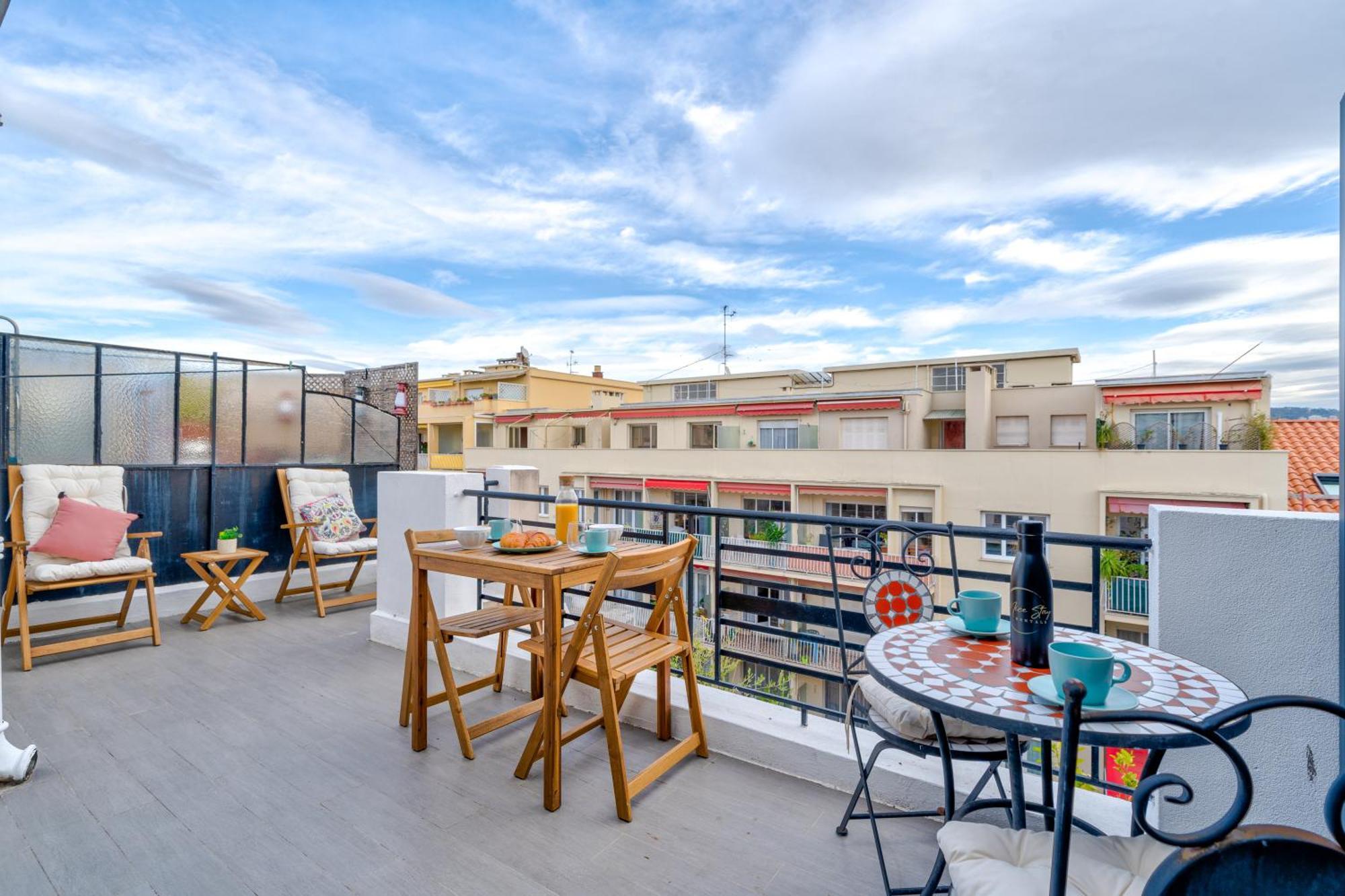 Top Floor Terrace - Dernier Etage Terrasse Cosy Nice Bagian luar foto